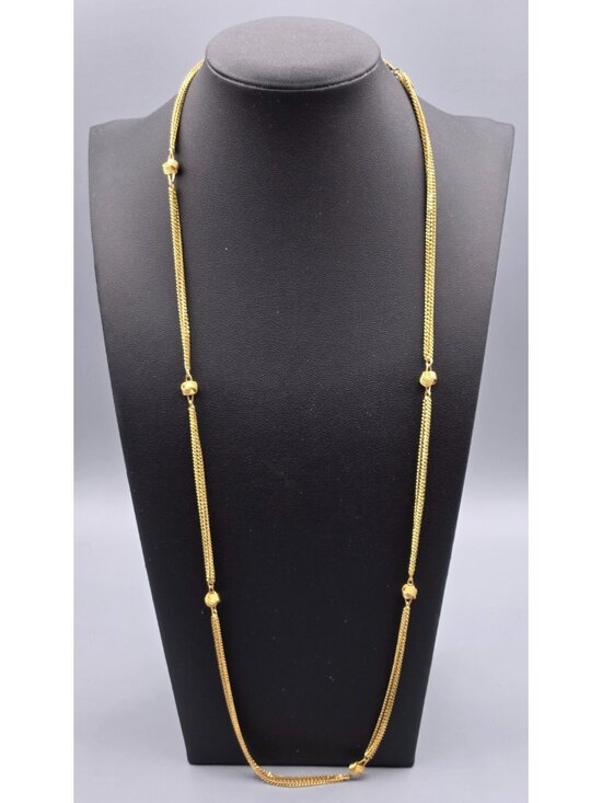 Monet Jewelry - Vintage Monet Gold Tone Triple Chain Knotted Gold Tone Beads Station Necklace